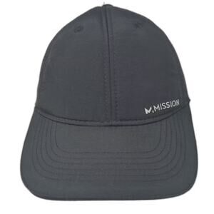 Mission Black Baseball Cap Hat Strapback One Size Cooling Perforated Nylon Tech